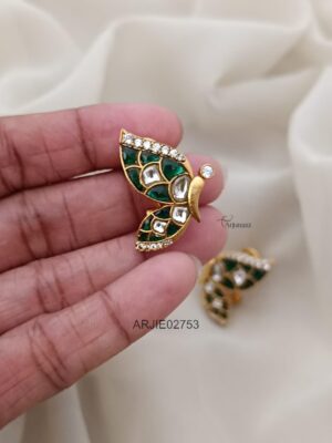 Jadau Kundan Green Butterfly Earrings