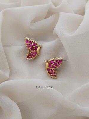 Jadau Kundan Ruby Butterfly Earrings