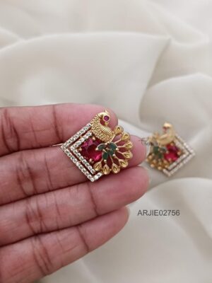 Peacock Stone Stud Earrings