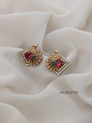 Peacock Stone Stud Earrings