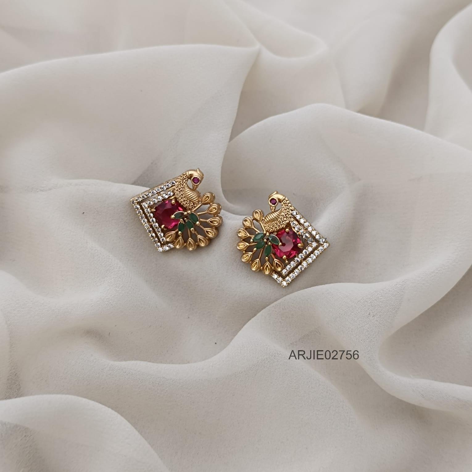 Peacock Stone Stud Earrings Peacock Stone Stud Earrings