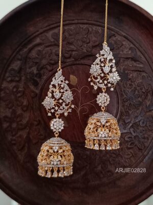 AD Floral Jhumkas with Earchains