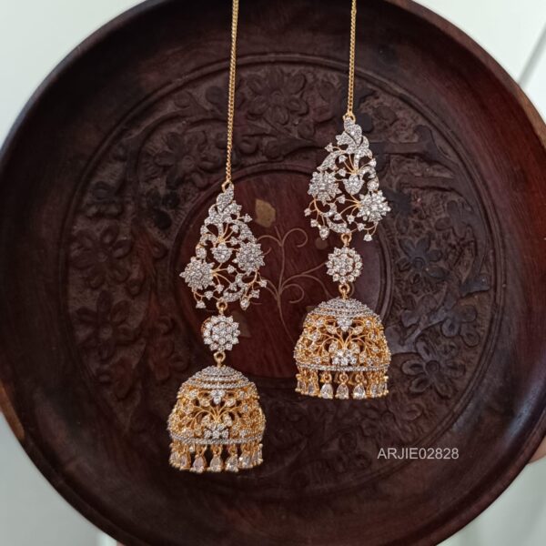 AD Floral Jhumkas with Earchains