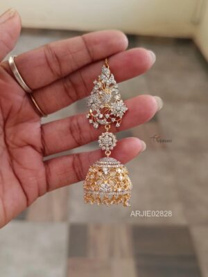 AD Floral Jhumkas with Earchains
