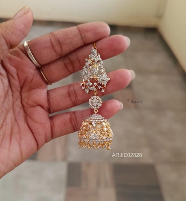 AD Floral Jhumkas with Earchains