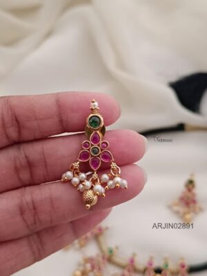 Kemp Floral Black Thread Necklace