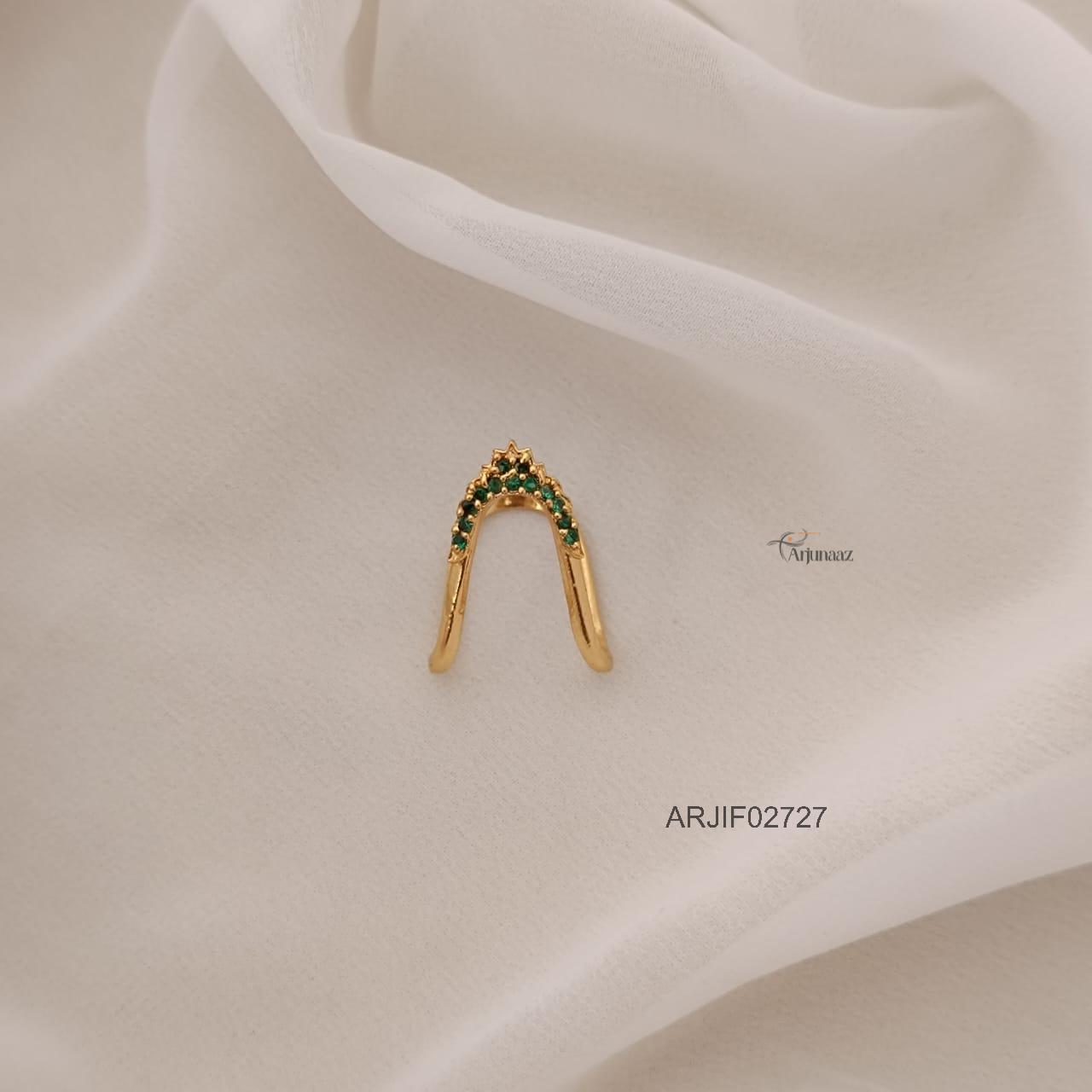 2727-02 Traditional Green Stone Vanki Finger Ring