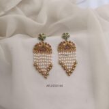 Floral Green Pearl Layered Earrings