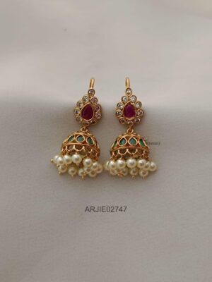 Multi Stone Hook Drop Jhumkas