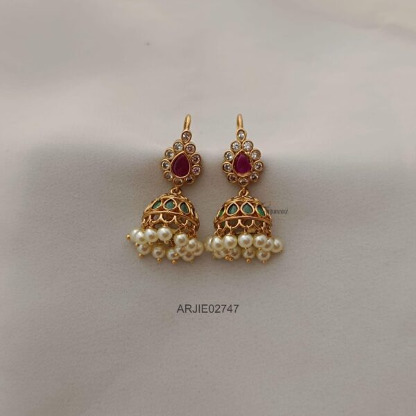 Multi Stone Hook Drop Jhumkas