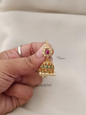 Multi Stone Hook Drop Jhumkas