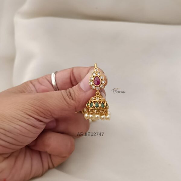 Multi Stone Hook Drop Jhumkas