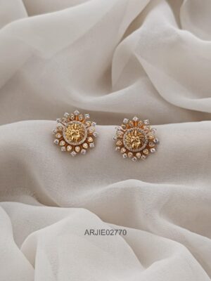 Temple White Stone Ear Studs