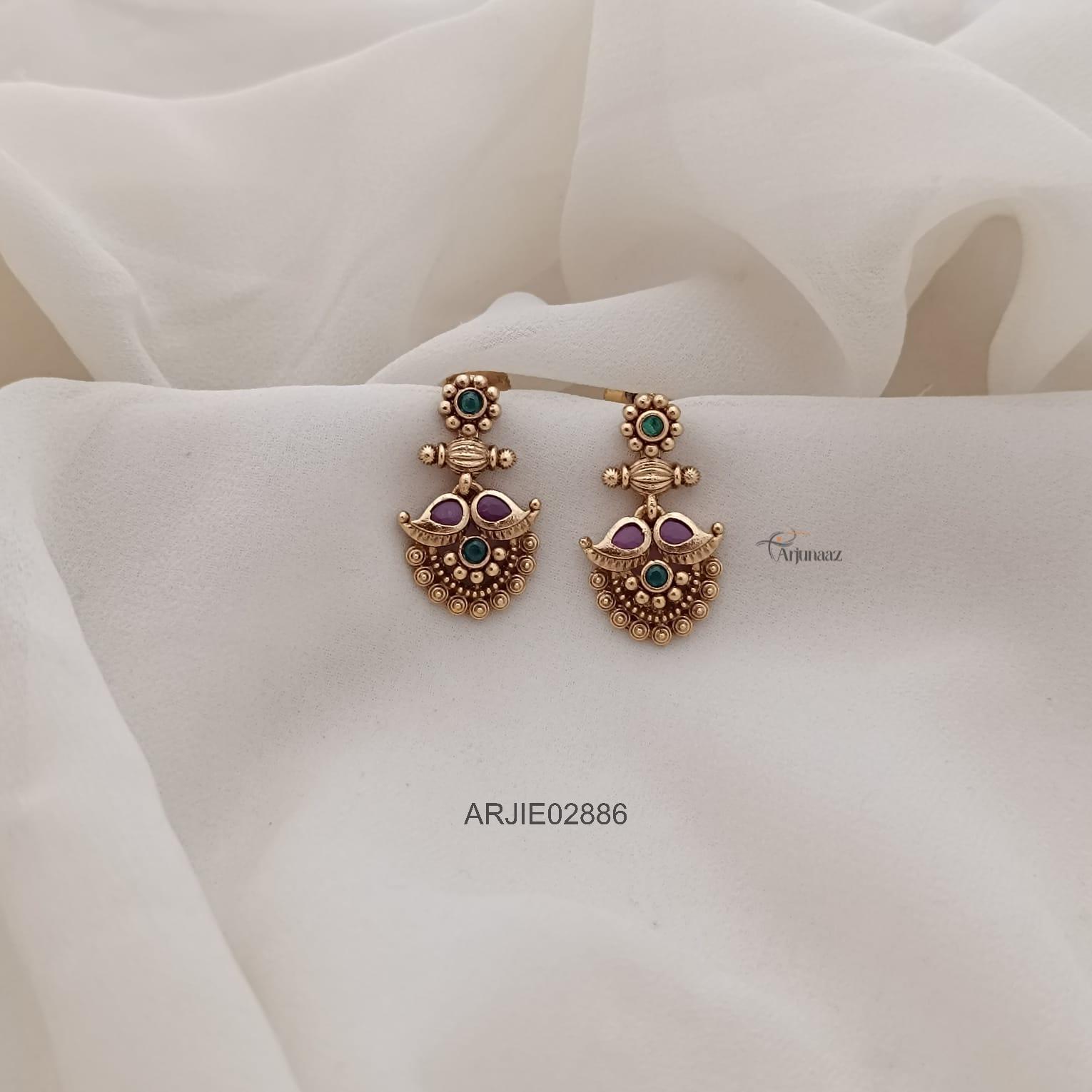 2886-01 Antique Ruby and Green Earrings