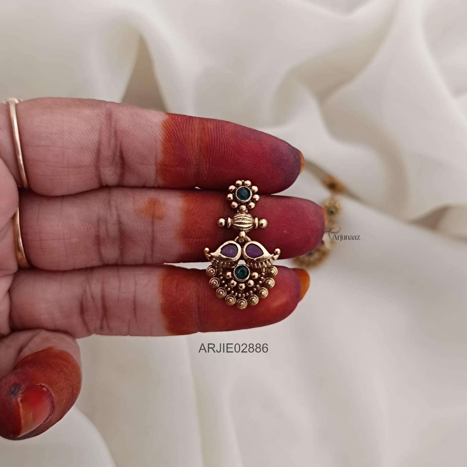 2886-02 Antique Ruby and Green Earrings
