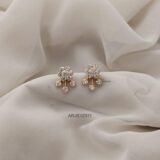 Flower with Ditachable Leaf Earrings