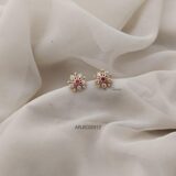 Ruby and White Star Earrings