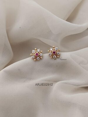 Ruby and White Star Earrings