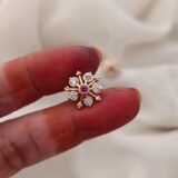 Ruby and White Star Earrings