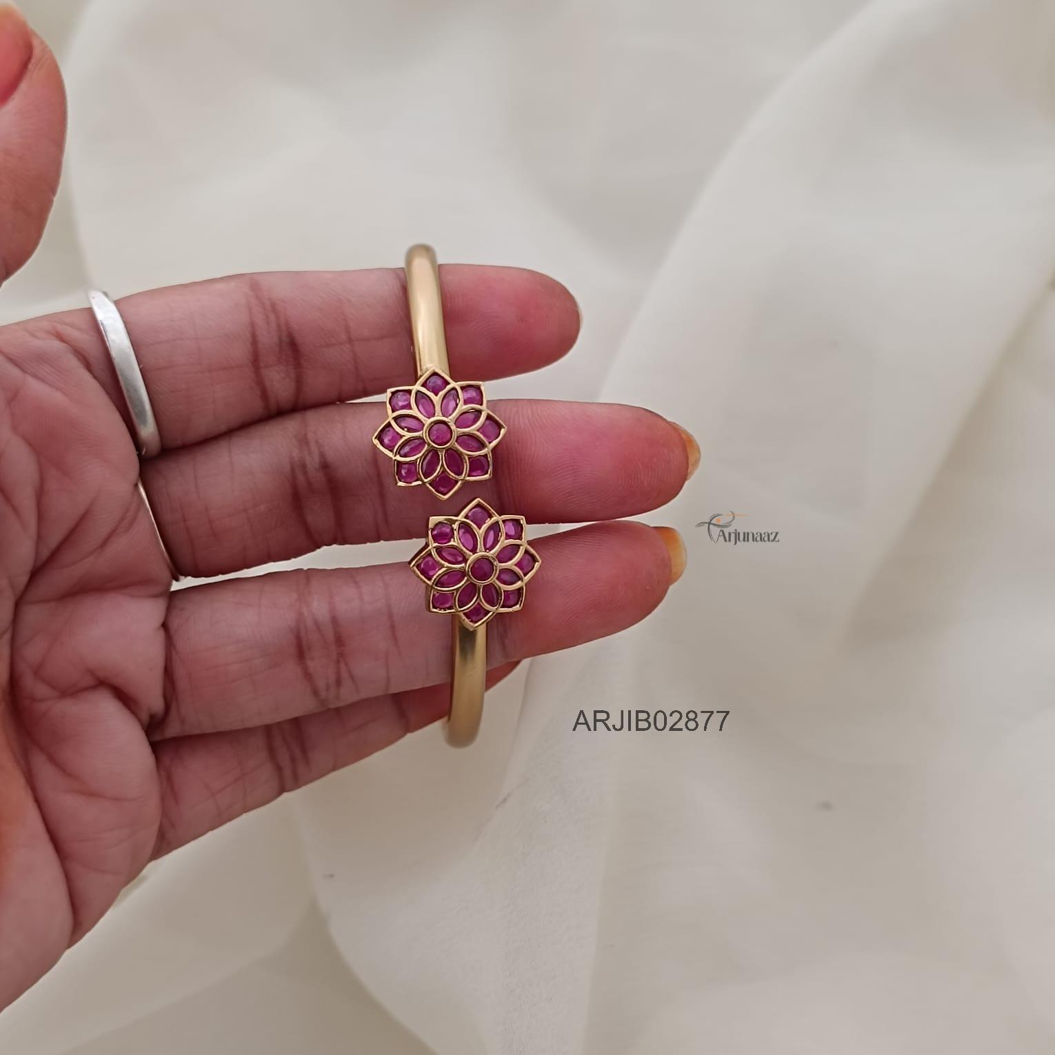 2877-02 Floral Ruby Open Type Bracelet