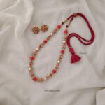 Trendy Coral and Pearl Mid Length Mala