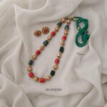 Coral and Emerald Beads Necklace