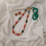 Coral and Emerald Beads Necklace