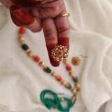 Coral and Emerald Beads Necklace