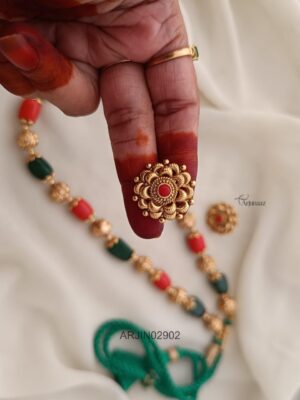 Coral and Emerald Beads Necklace