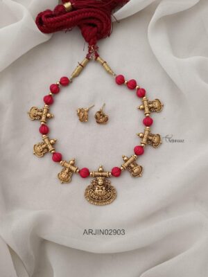 Ethinic Coral Lakshmi Necklace