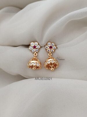 Floral Diamond Look Mini Jhumkas
