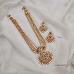 Gold Beaded AD Pendant Haram