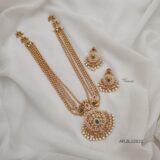 Gold Beaded AD Pendant Haram