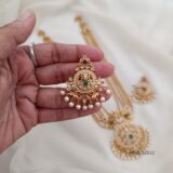 Gold Beaded AD Pendant Haram