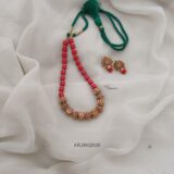 Coral Gold Beaded Necklace