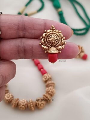 Coral Gold Beaded Necklace