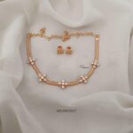 Gold Look Alike Floral White Stone Necklace ARJIE02937