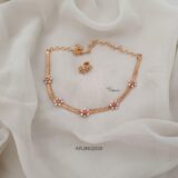Gold Look Alike Floral Ruby and White Stone Necklace ARJIE02939