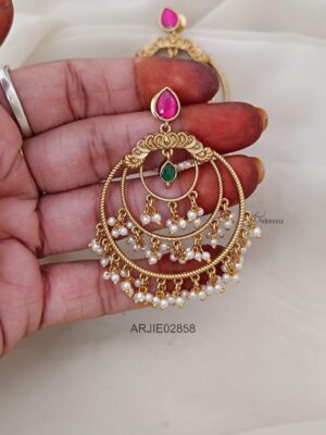 Jadau Kundan Long Spiral Earrings ARJIE02858