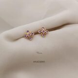 Floral Voilet Stone Earrings