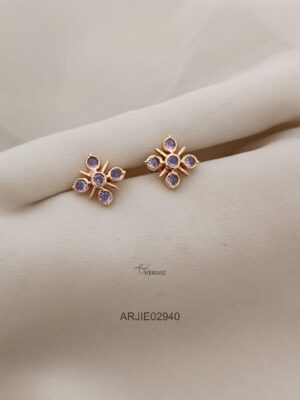 Floral Voilet Stone Earrings