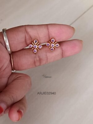 Floral Voilet Stone Earrings