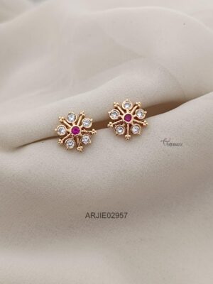 Ruby and White Big Star Earrings