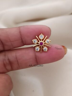 Ruby and White Star Diamond Look Earrings