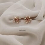 Ruby and White Flower Earrings