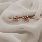Ruby and White Flower Earrings