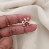 Ruby and White Flower Earrings
