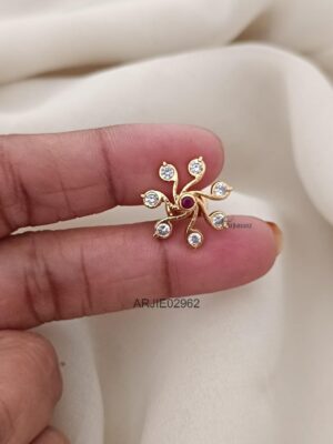 Ruby and White Flower Earrings