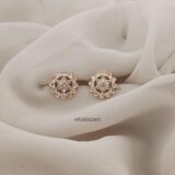 Traditional Round White Stone Earrings