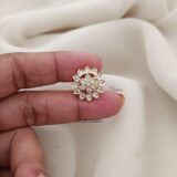 Traditional Round White Stone Earrings